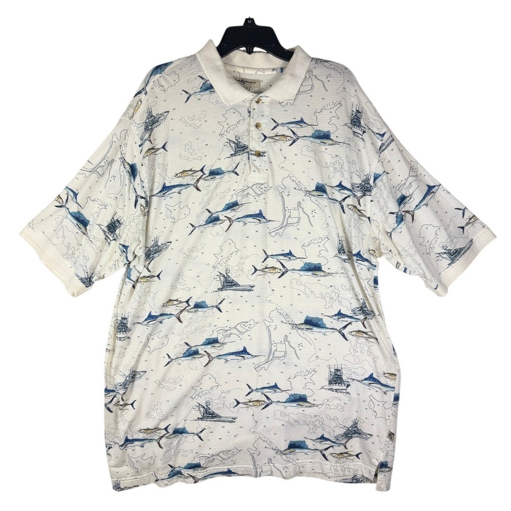 Hook & Tackle Limited Edition Marlin Fishing Boat Polo Shirt Mens 2X Nautical